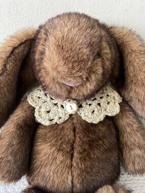Handmade Crochet Sparkly Gold White Collar Accessory for Teddy Bears &Plush Toys